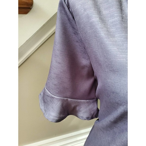 SHEIN Women's Solid Purp Polyester V-Neck Short Sleeve Knee Length Dress Size XL - Picture 3 of 10